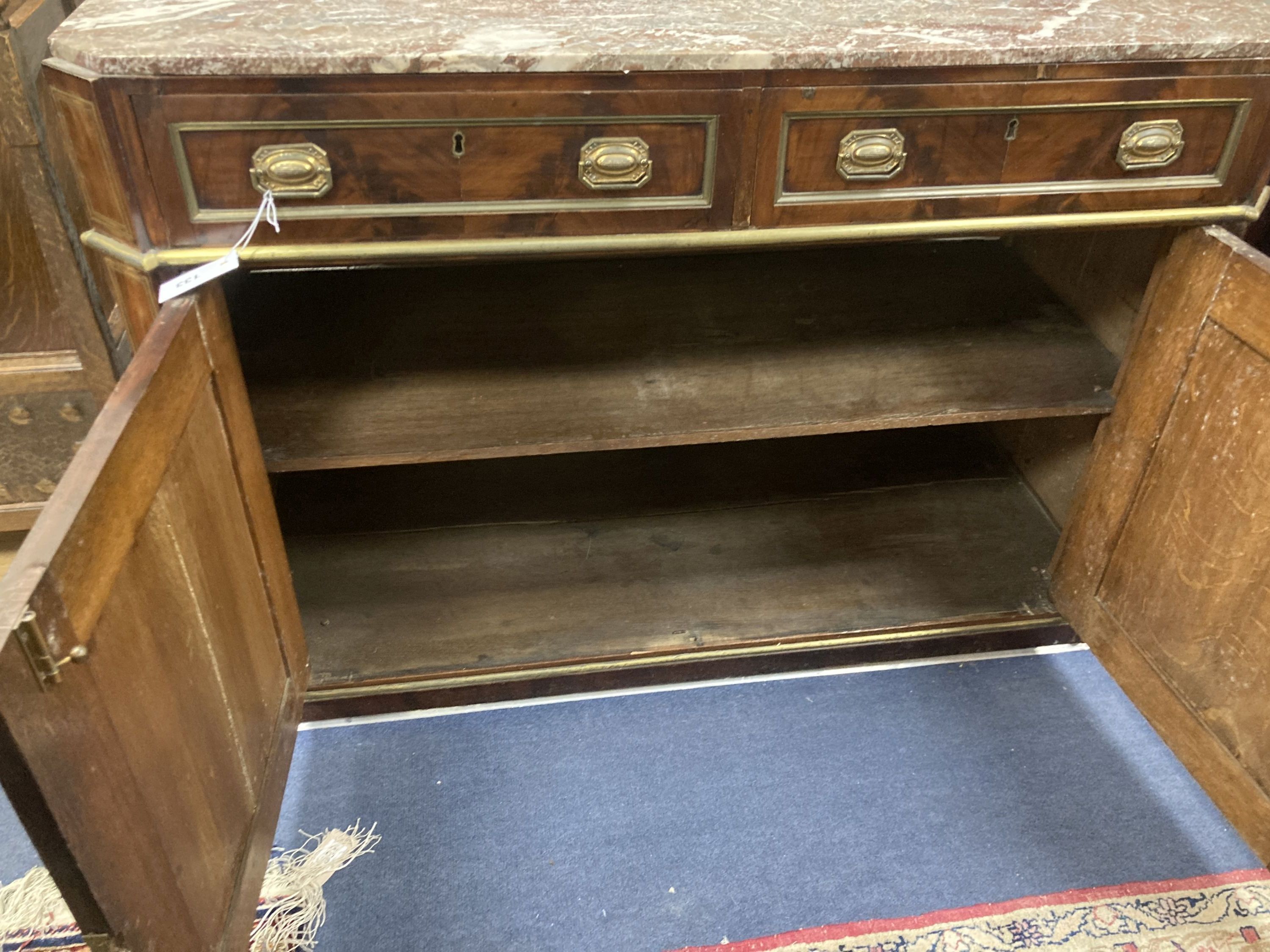 An early 19th century Northern European mahogany cabinet de toilette, W.119.5cm D.56cm H.82.5cm